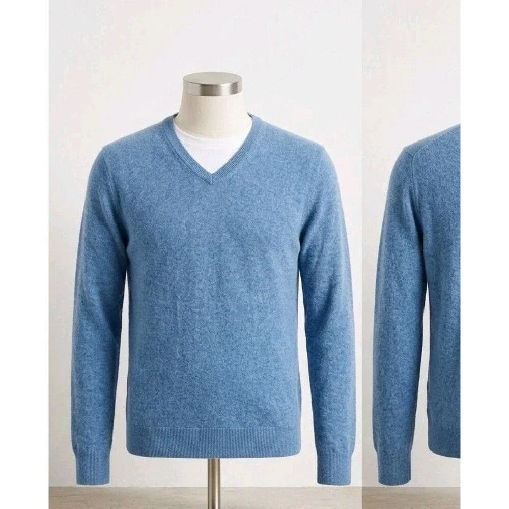 NWT Banana Republic Men’s Luxury Shirt Cashmere Silk Cotton Sweater XL - Blue